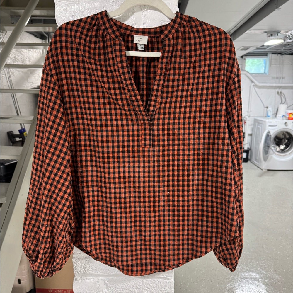 It’s A New Day - Gingham Puff Sleeve Blouse
